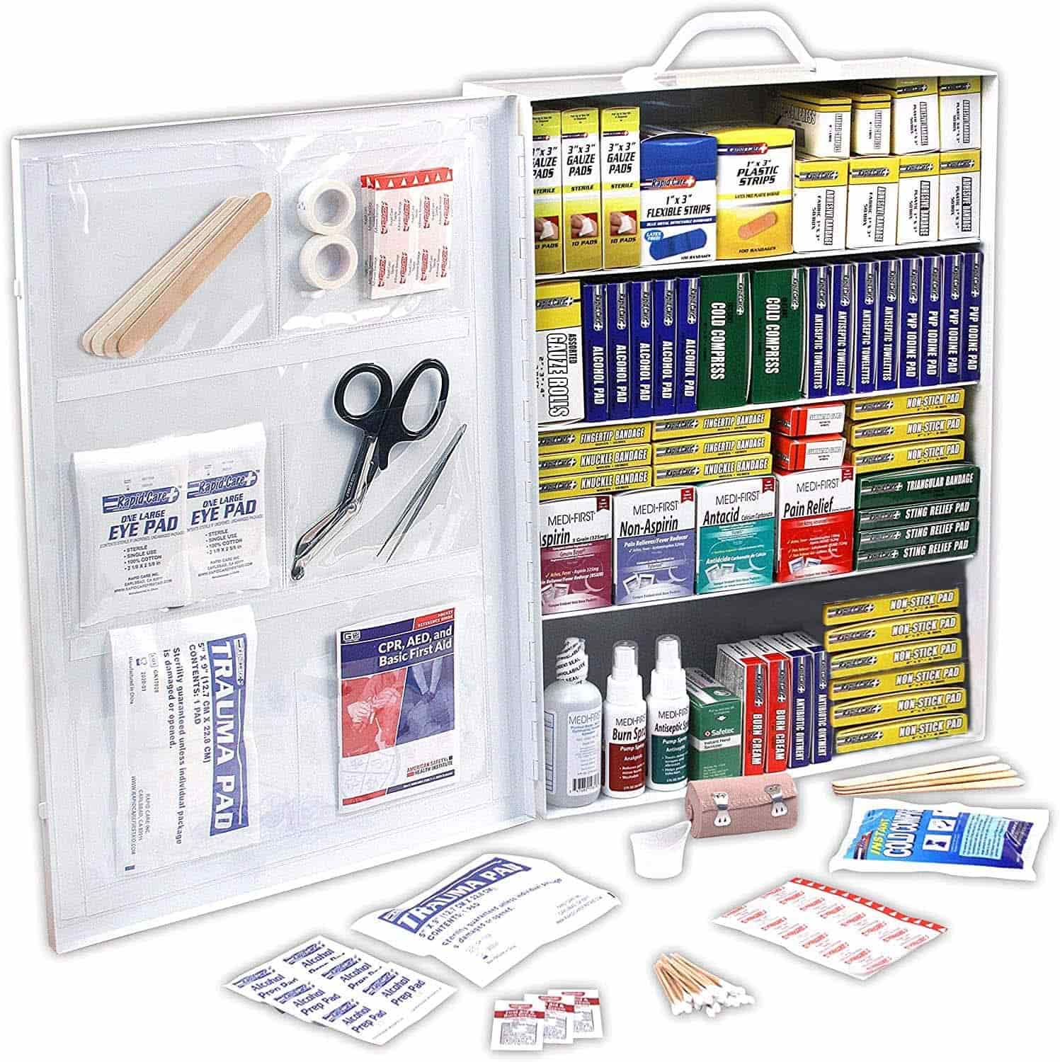 Murus Mountable 4 Shelf First Aid Kit Cabinet Continet 1100 Piece